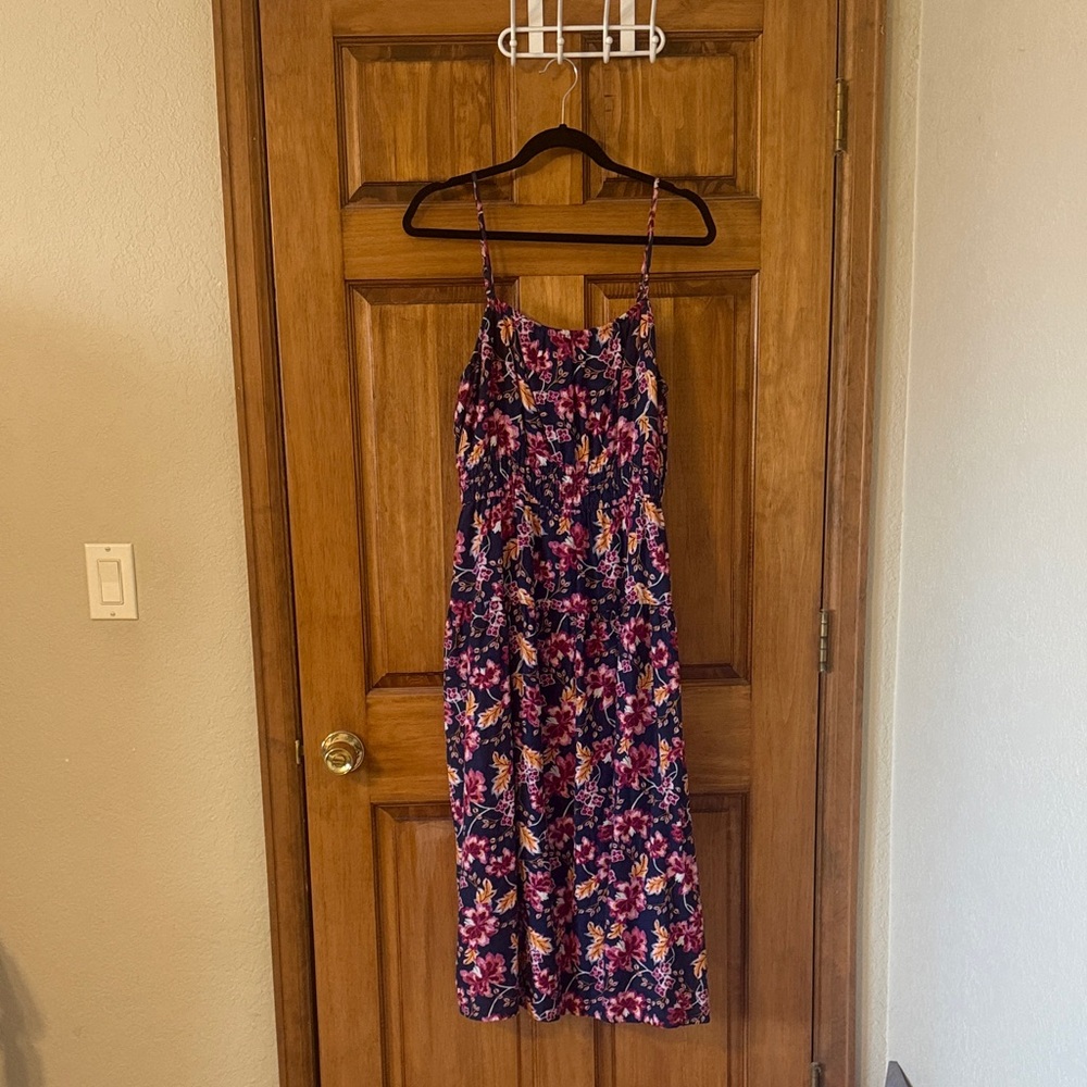 Old Navy Navy Floral Dress with Pink and Yellow Accents